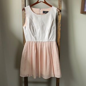 White and Pink Faux Leather Dress